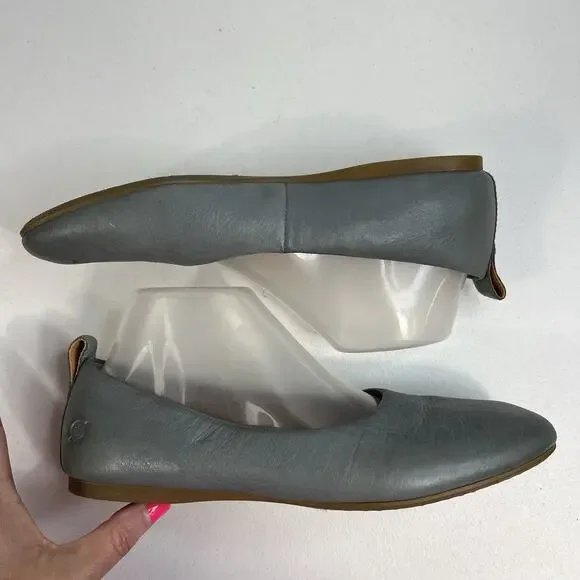 Born Beca Size 8.5 Ballet Flats Gray Leather Comfort Slip On Casual Shoes Dress - Picture 3 of 13